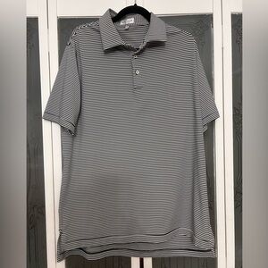 Peter Millar Black and White Striped Polo Shirt